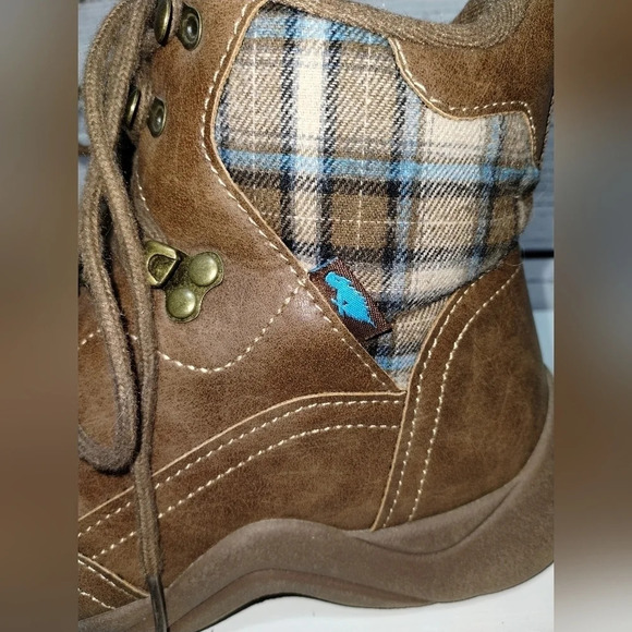 Rocket Dog Bristol Coast‎ Engine Boots in Brown size 8 Hiking Plaid Lace Up - Picture 5 of 8